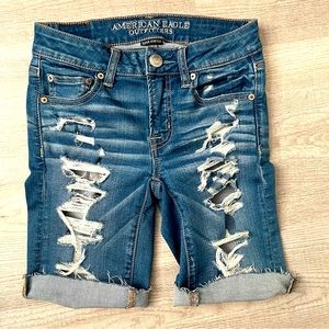 American Eagle Distressed Jean Bermuda Shorts